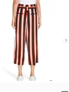 L’AGENCE High-Waist Cropped Wide-Leg Pants - Black & Red Stripe $50